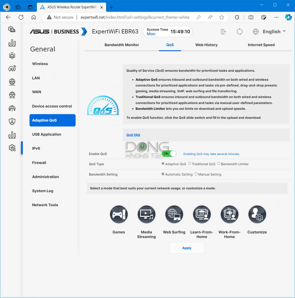 Asus ExpertWiFi Overview (vs. ZenWifi): A New Mesh-Ready SOHO Hardware Series 12 ASUS ExpertWiFi EBR63 Web User Interface Adaptive QoS