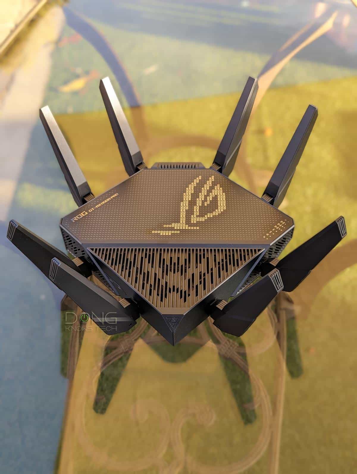 AsusWRT Firmware vs. AsusWRT-Merlin, Explained: Everything Behind the Routers' Wi-Fi "Magic" 10 The Asus GT-AX11000 Pro has eight external antennas that only open about 30 degrees outward, but you can swivel them around 360 degrees.