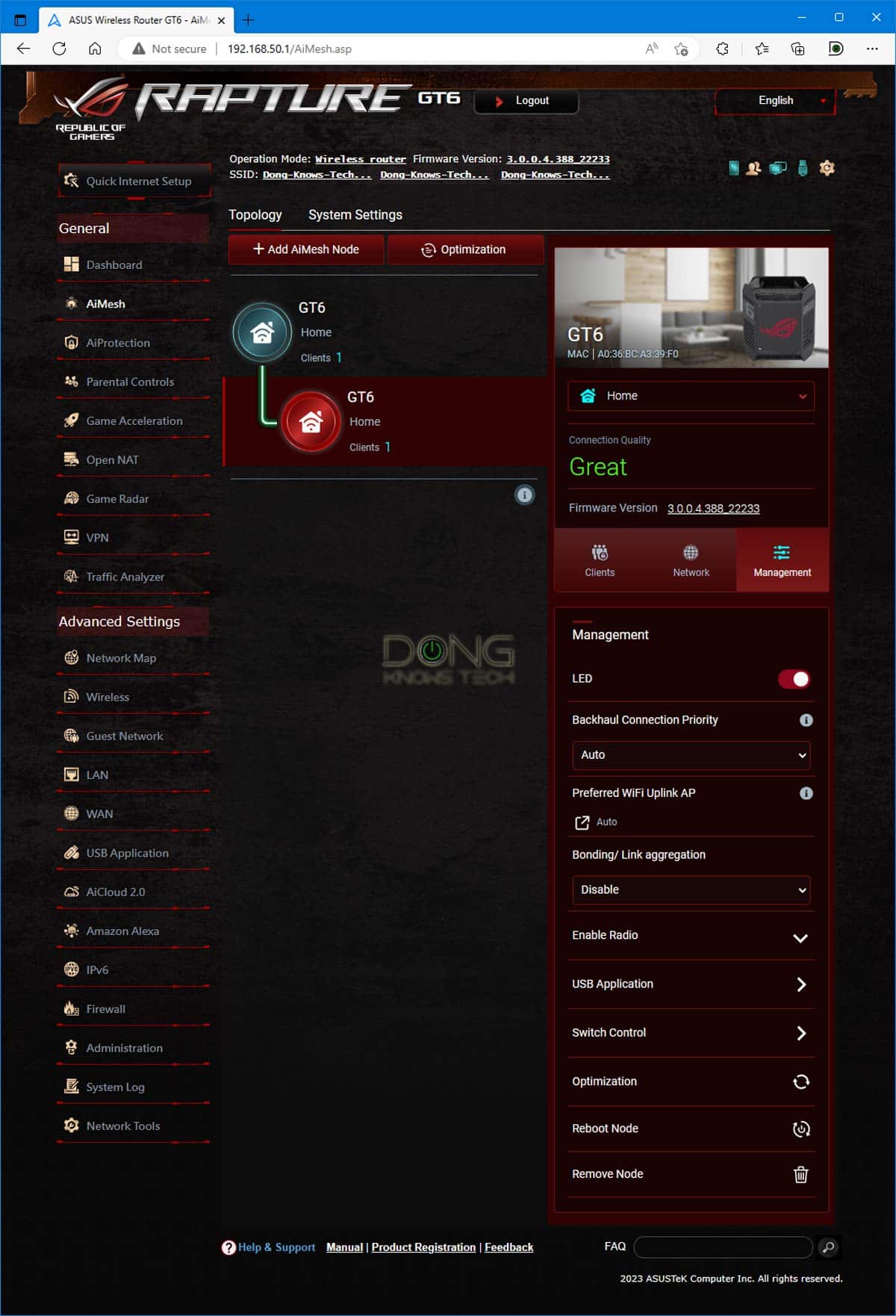 Asus ROG Rapture GT6 Review: An Excellent ZenWifi Alternative for Gamers 19 Asus GT6 AiMesh firmware 22233