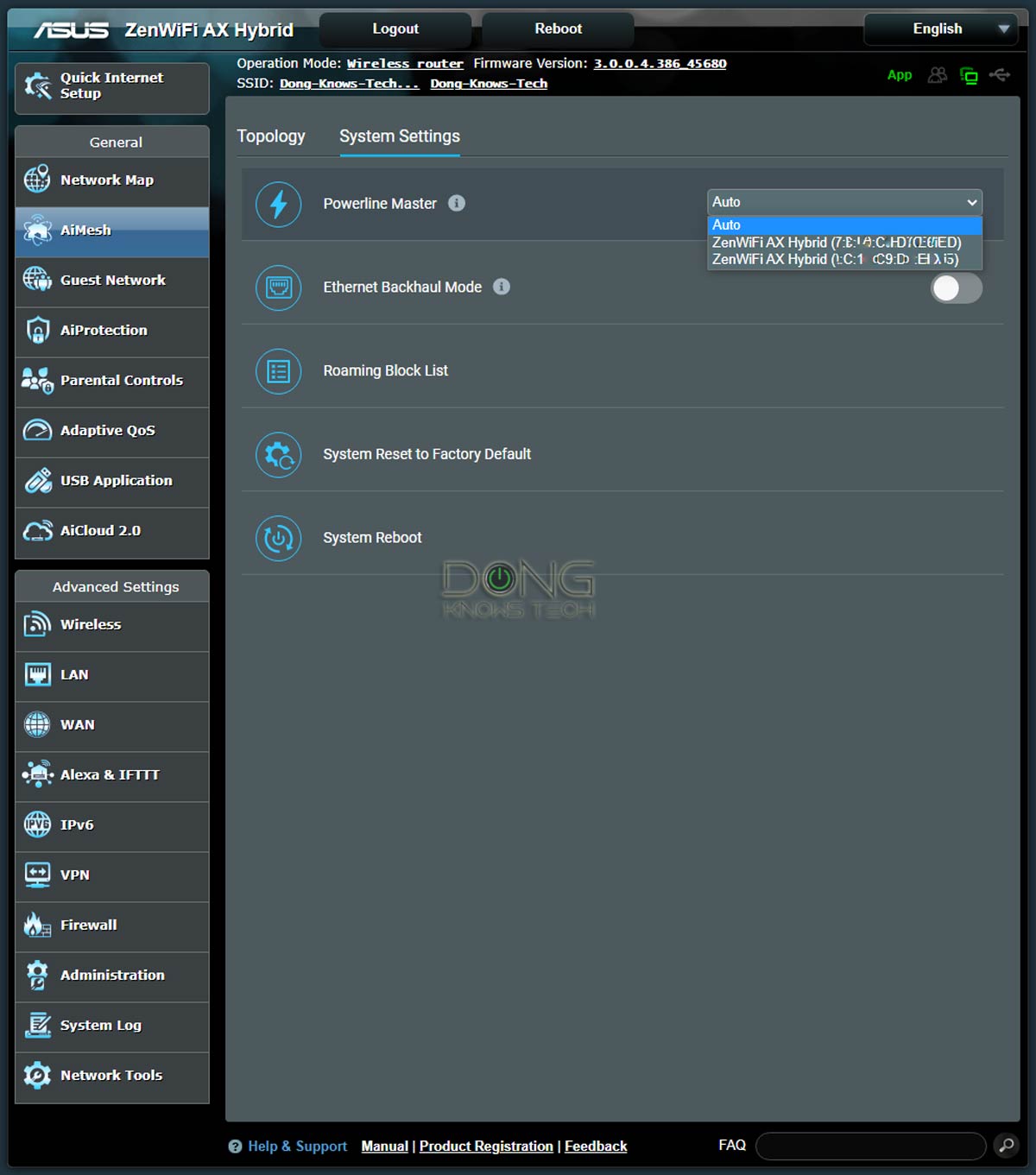 Asus ZenWiFi AX Hybrid (XP4) Review (vs. XD4): A Jack-of-All-Trades Mesh System 4 Asus ZenWiFi AX Hybrid XP4 Powerline Master Web Interface