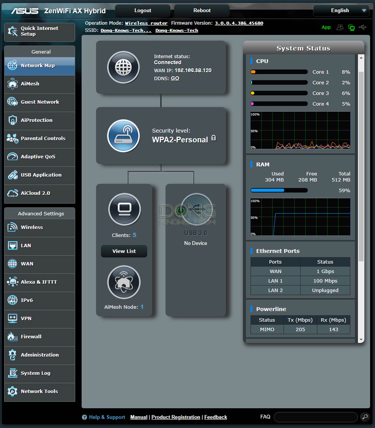 Asus ZenWiFi AX Hybrid (XP4) Review (vs. XD4): A Jack-of-All-Trades Mesh System 3 Asus ZenWiFi AX Hybrid XP4 Web Interface