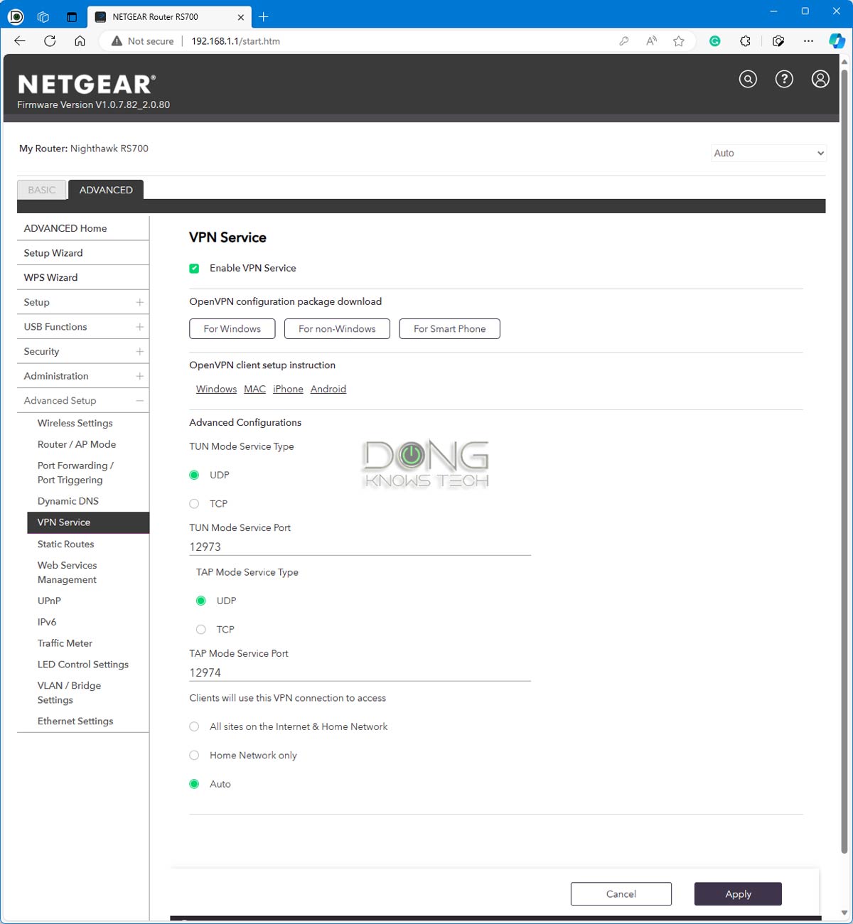 Nighthawk RS700S Review (vs. Asus RT-BE96U): A Top-Performance Wi-Fi 7 Contender 21 Netgear RS700S VPN