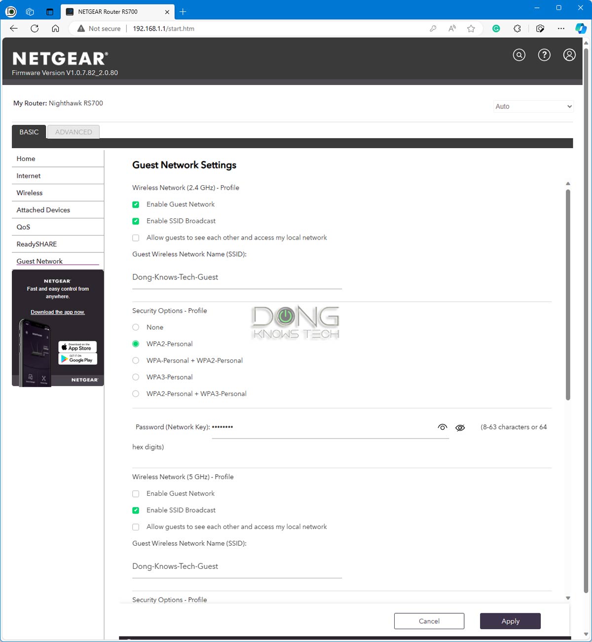 Nighthawk RS700S Review (vs. Asus RT-BE96U): A Top-Performance Wi-Fi 7 Contender 18 Netgear RS700S Wi-Fi Settings for Guest Network