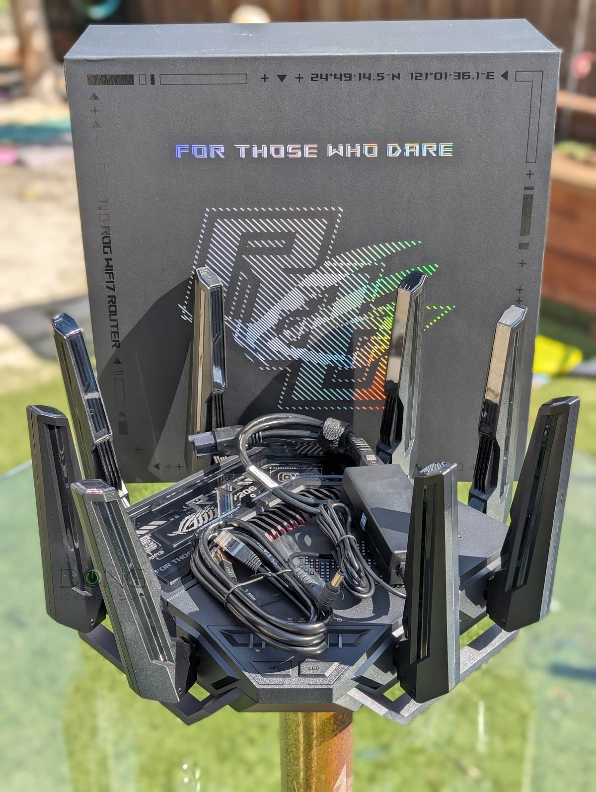 Asus ROG Rapture GT-BE98 Pro Review (vs. Netgear RS700S): An Excellent Next-Gen Top-tier Gaming Router 14 The Asus GT-BE98 Pro comes with a big power adapter and a network cable