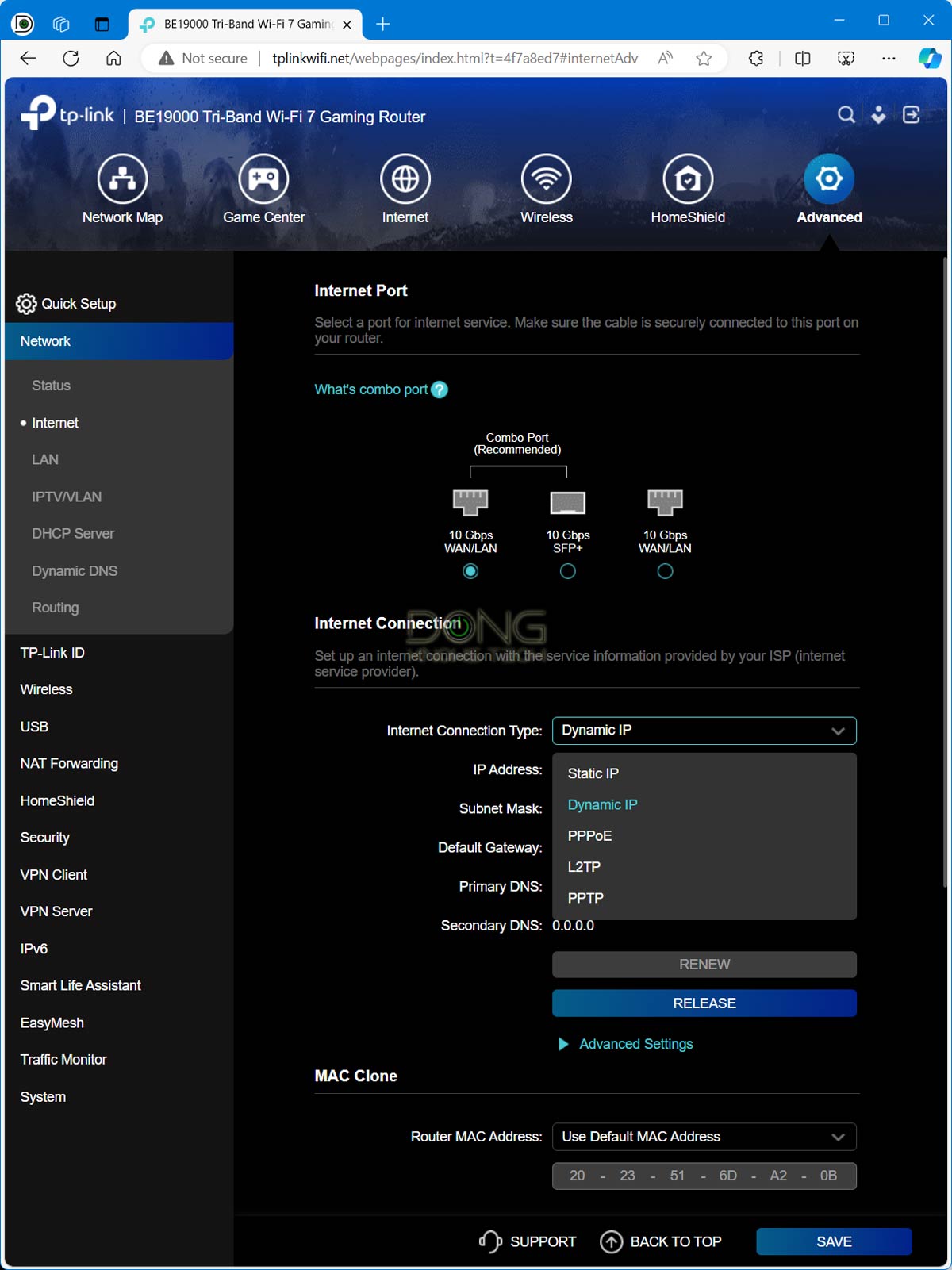 TP-Link Archer GE800 Router Review: A Big, Bold and Overall Excellent Wi-Fi 7 Gaming Machine 11 TP-Link Archer GE800 web interface