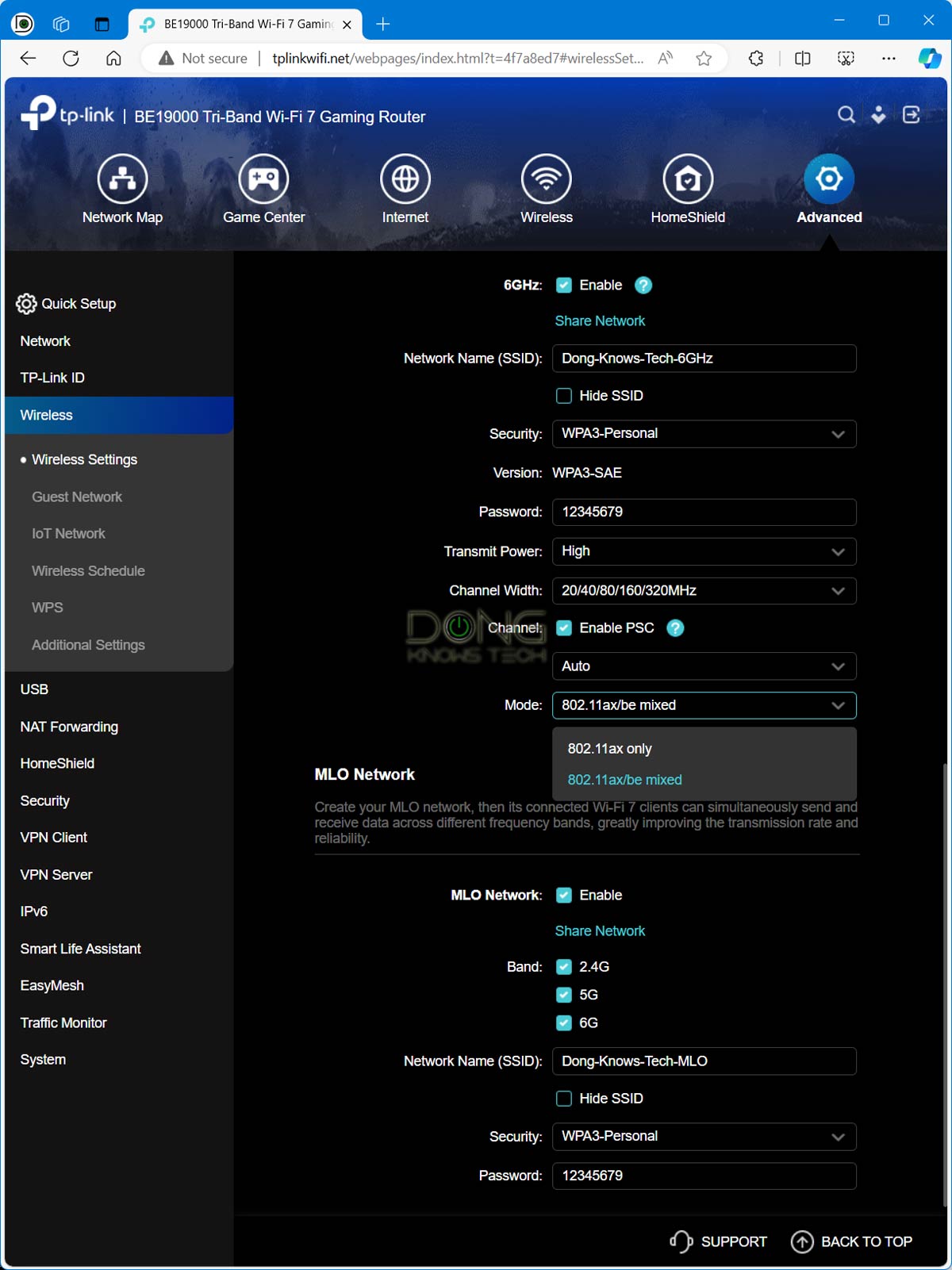 TP-Link Archer GE800 Router Review: A Big, Bold and Overall Excellent Wi-Fi 7 Gaming Machine 12 TP-Link Archer GE800 Wi-Fi Settings