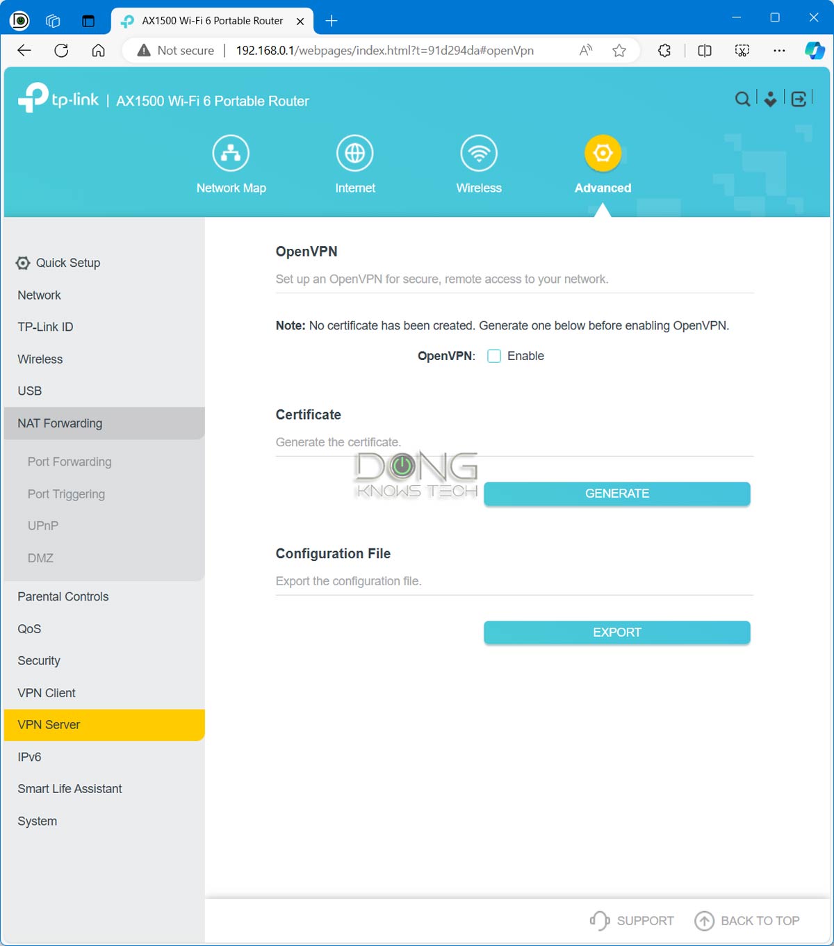 TP-Link TL-WR1502X Review (vs. Asus RT-AX57 Go): A Decent Pocket-Size Wi-Fi 6 Travel Router 12 TP-Link TL WR1502x VPN Server