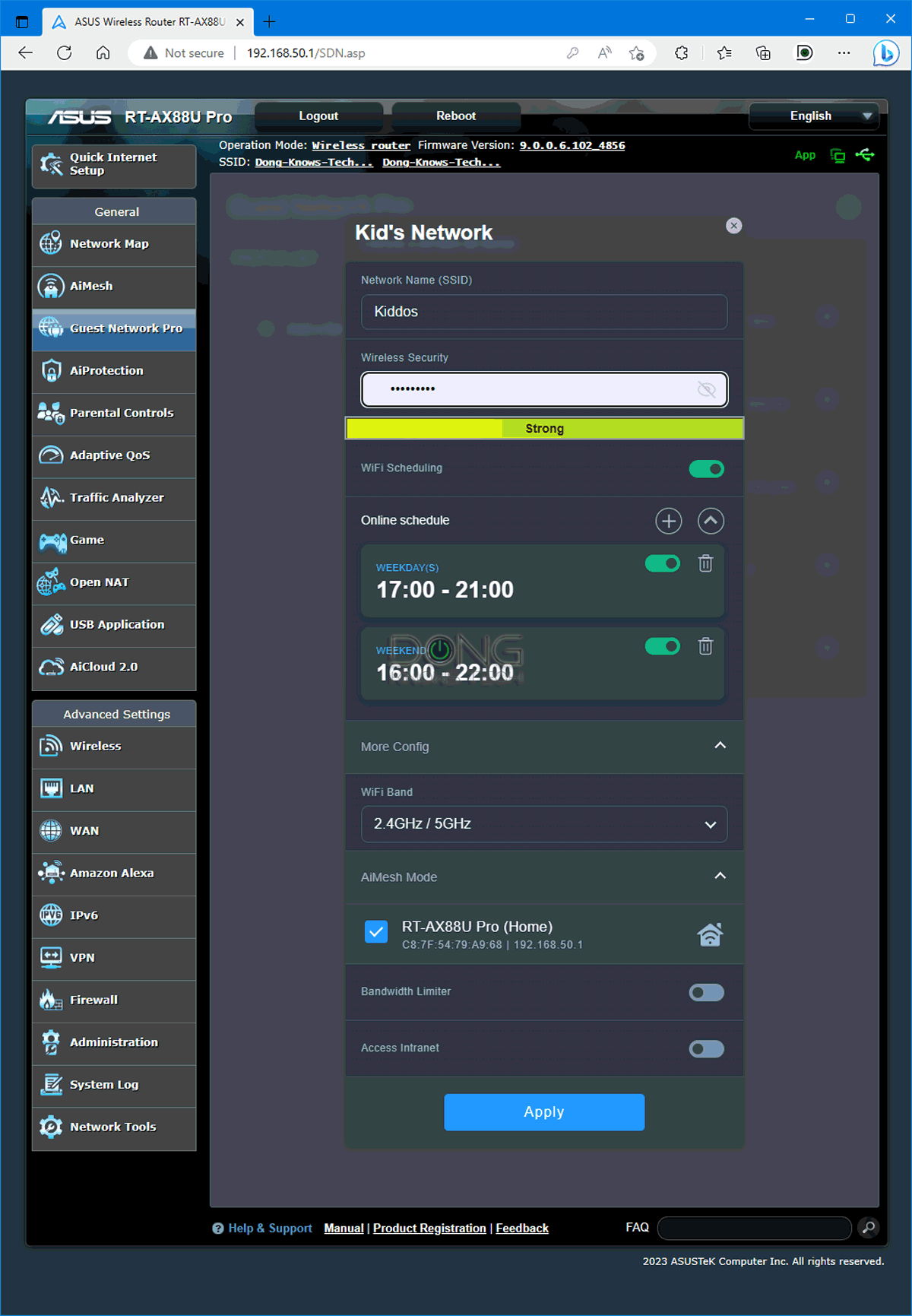 Asus RT-AX88U Pro Wi-Fi 6 Router Review (vs. RT-AX88U): Saving the Best for Last 14 Asus RT-AX88U Guest Network Pro Kid Settings